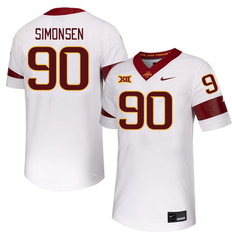 Men #90 Braden Simonsen Iowa State Cyclones College Football Jerseys Stitched-White